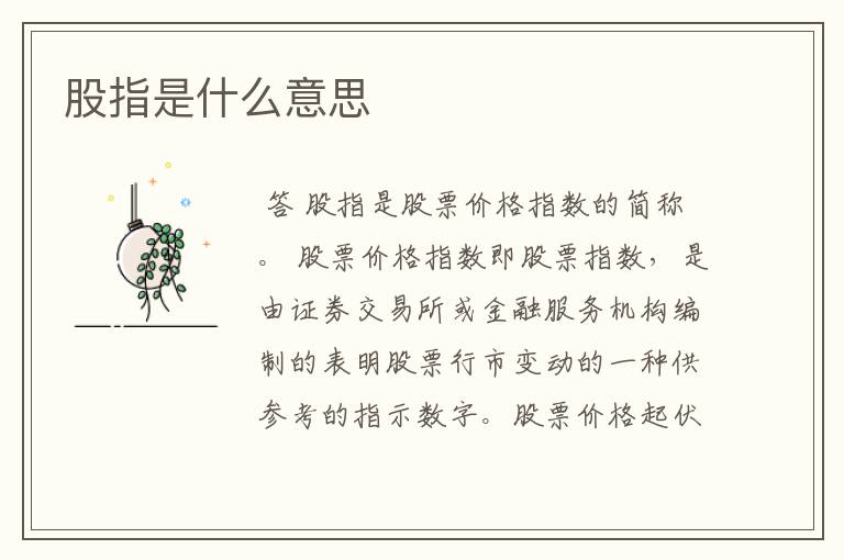 股指是什么意思