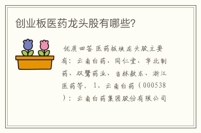 创业板医药龙头股有哪些?